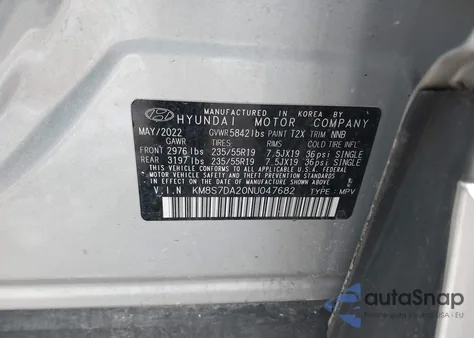 2022 Hyundai Santa Fe Plug-In Hybrid Limited из США, поврежденный, VIN KM8S7DA20NU047682